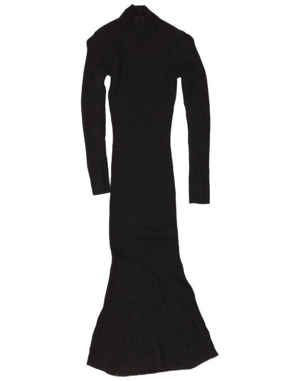 Reiss Dame Maxi Knit Bodycon Dress UK 10 Small Black Viscose