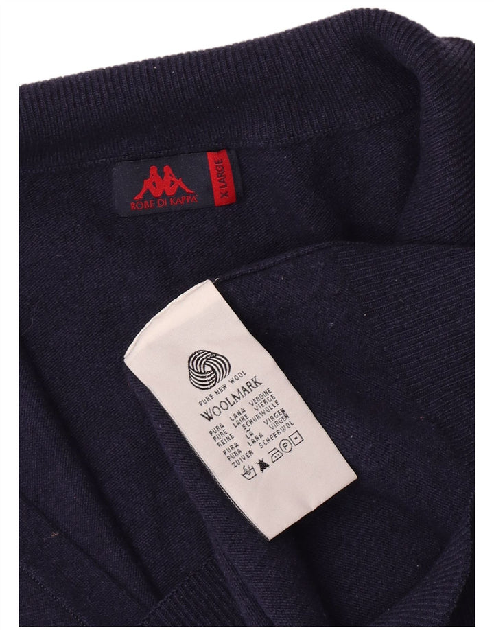 Kappa Herre Cardigan Sweater XL Navy Blue Virgin Wool
