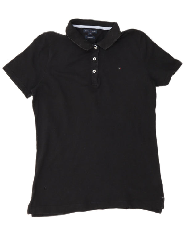 Tommy Hilfiger Dame Poloshirt med klassisk pasform UK 12 Medium Sort Bomuld