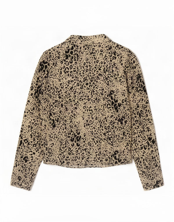 Zara Dame Trafaluc Skjorte Bluse UK 10 Small Beige Animal Print Viscose