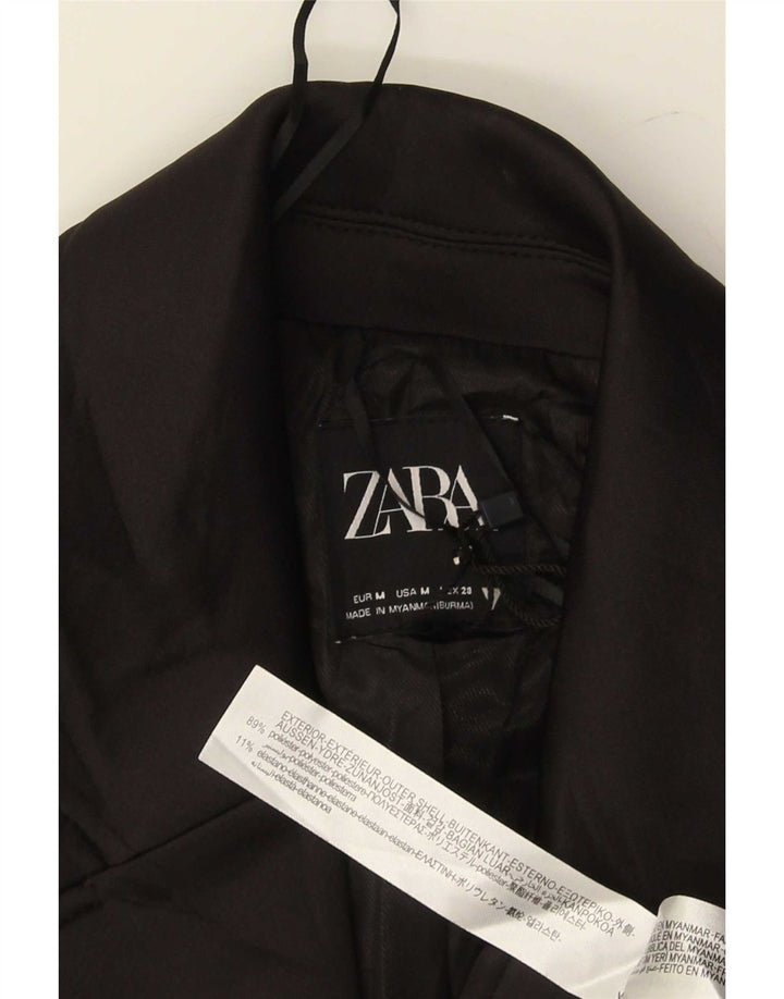 Zara Dame Dobbeltradet Blazer Jacket UK 12 Medium Sort Polyester