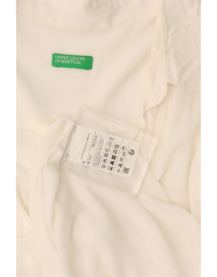 Benetton Womens Oversized skjortebluse UK 14 Medium White Viscose