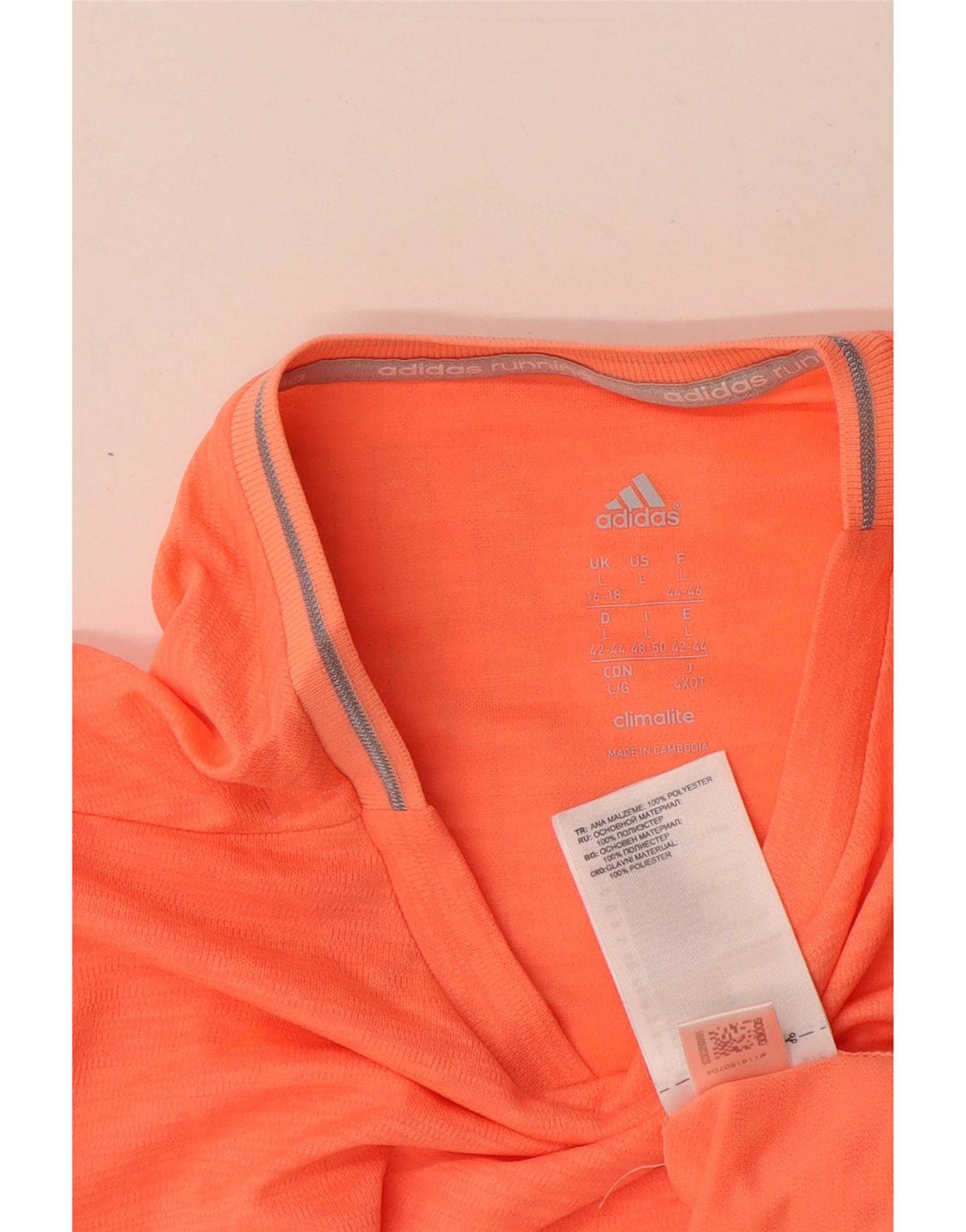 Adidas Dame Climalite Top Langærmet UK 16/18 Stor Orange Polyester