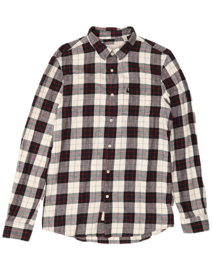 Jack Wills Herre Classic Fit Flannel skjorte Lille sort ternet bomuld