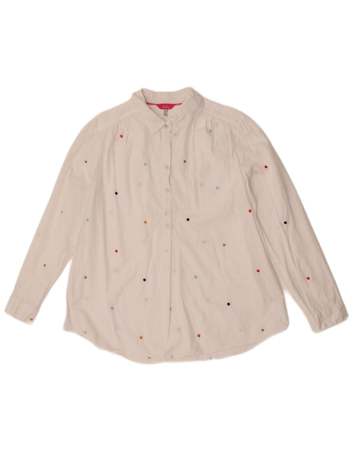 Joules Dame Pullover Shirt UK 12 Medium White Polka Dot Bomuld