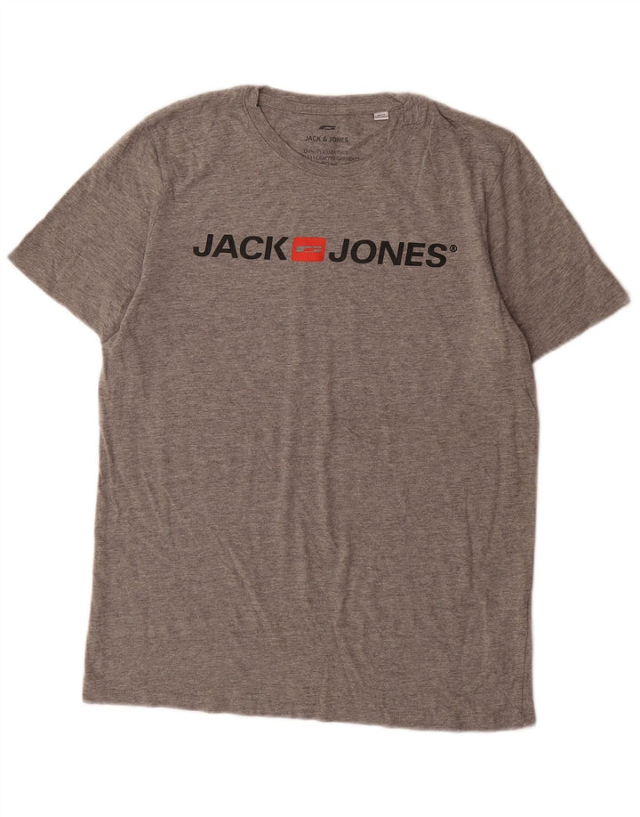 Jack & Jones Herre grafisk T-shirt Top Stor grå bomuld