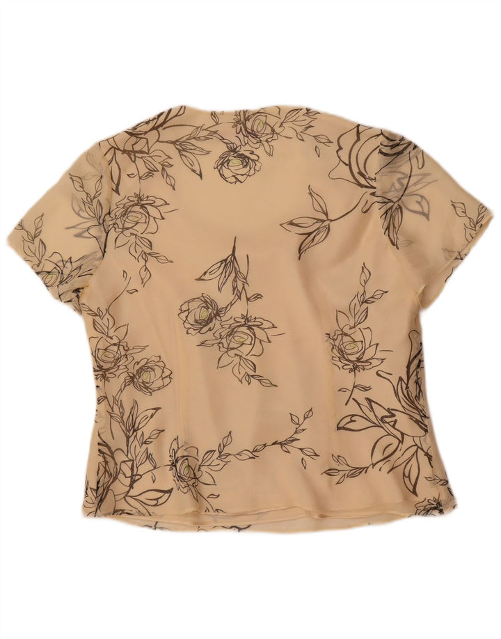 Jacques Vert Damebluse Top UK 14 Large Off White Floral Polyester