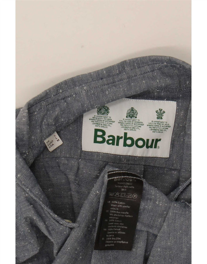 Barbour kortærmet skjorte til mænd, stor grå flækket bomuld