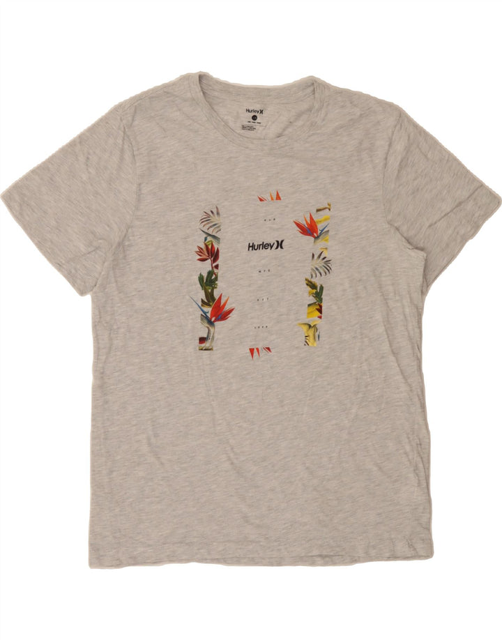 HURLEY Mens Graphic T-Shirt Top Large Grey Flecked Cotton Vintage Hurley and Second-Hand Hurley from Messina Hembry 