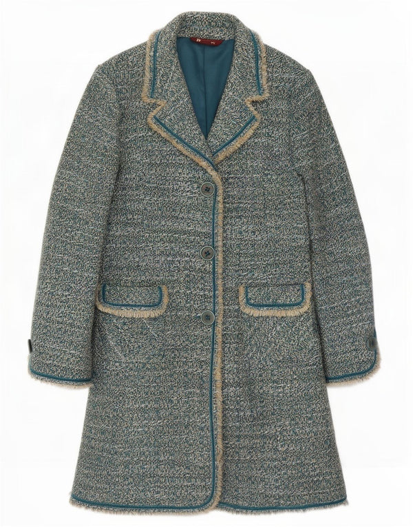 Monsoon Dame Overfrakke UK 14 Medium Blue Flecked Acryl