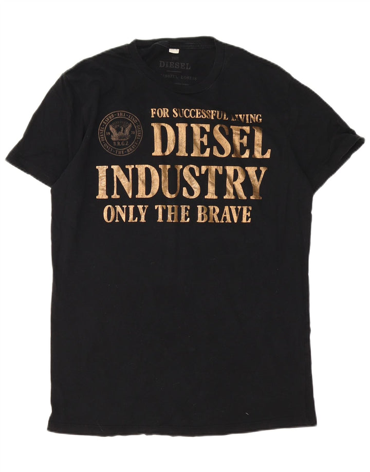 Diesel Herre Grafisk T-Shirt Top Medium Sort