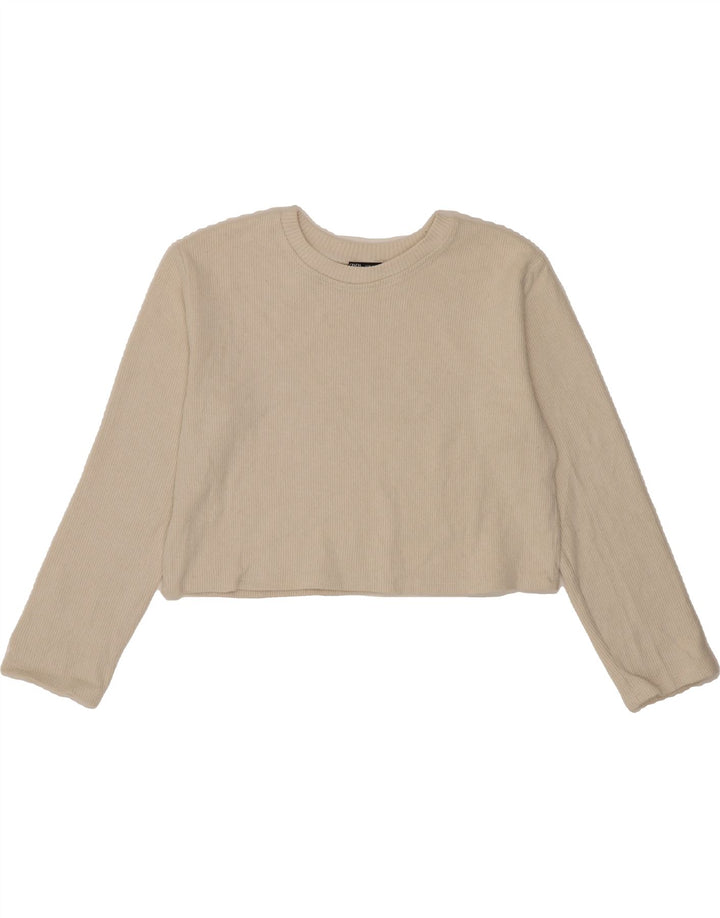 ZARA Womens Crop Boat Neck Jumper Sweater UK 14 Medium Off White Vintage Zara and Second-Hand Zara from Messina Hembry 