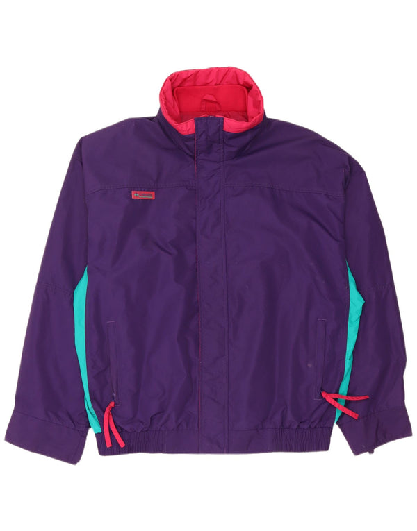 COLUMBIA Herre Loose Fit Bomber Jacket UK 40 Large Purple Colourblock Nylon