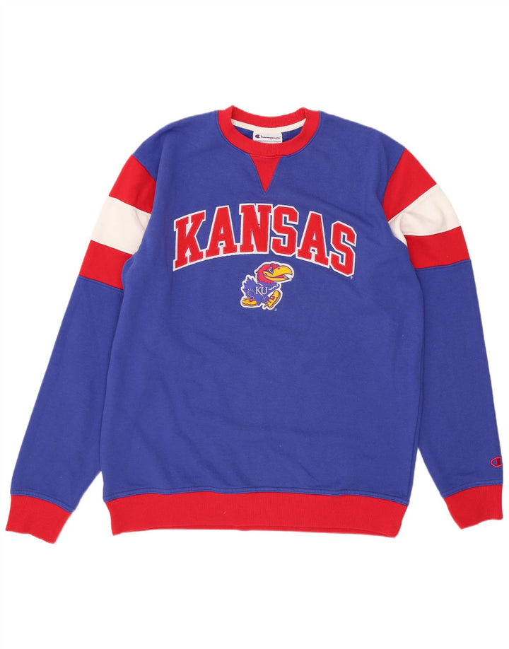 Champion Herre Kansas Graphic Sweatshirt Jumper Large Blue Colourblock