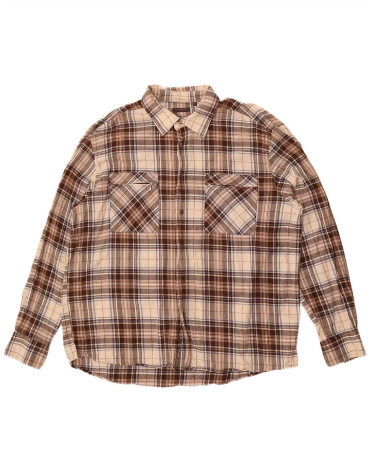 Sea Barrier Herre Flanellskjorte 2XL Beige Ternet Bomuld