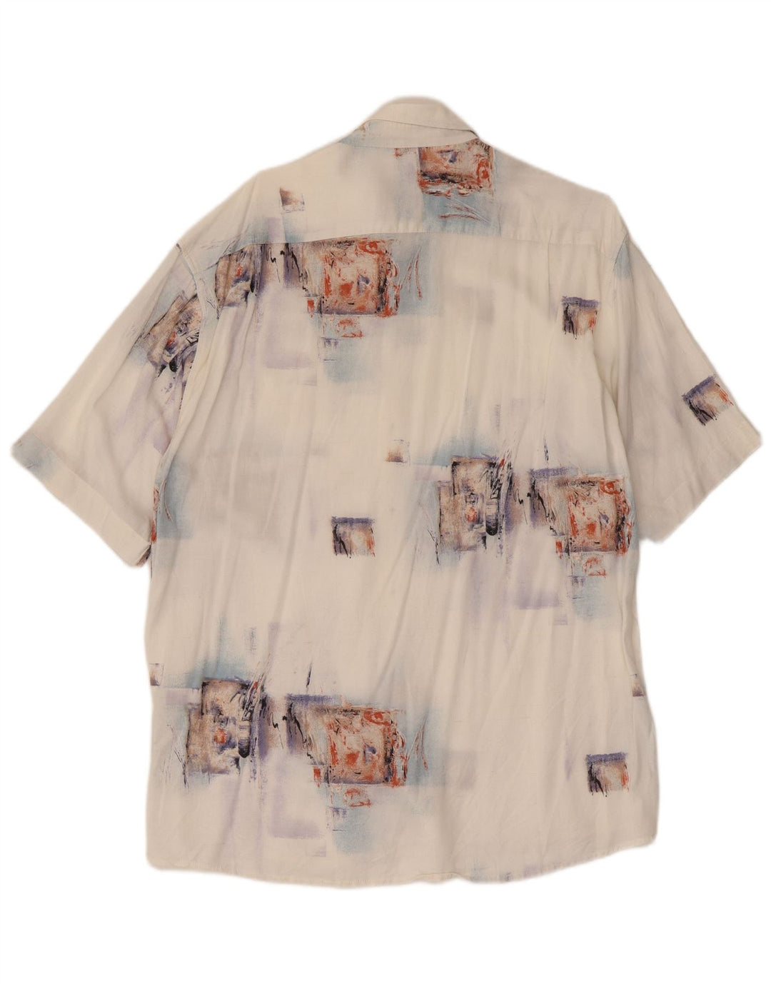 Vintage kortærmet herreskjorte Stor hvid patchwork