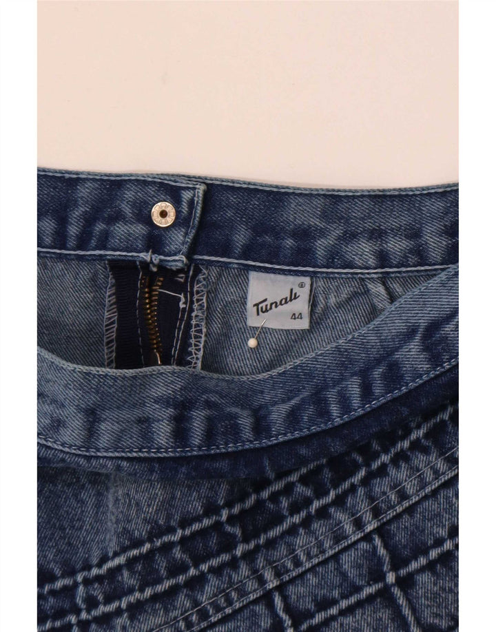 Vintage Dame Mini Denim Nederdel IT 44 Medium W30 Blå Bomuld