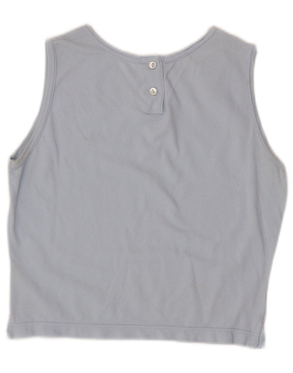 LACOSTE Womens Crop Vest Top Størrelse 40 Medium Blue Bomuld