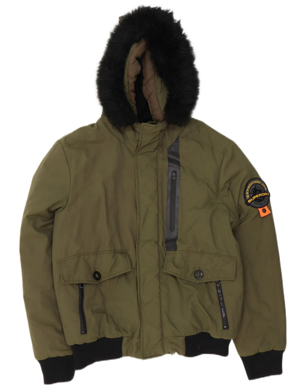 Superdry Herre Everest Mountain Parka Bomberjakke med hætte UK 40 Large Khaki