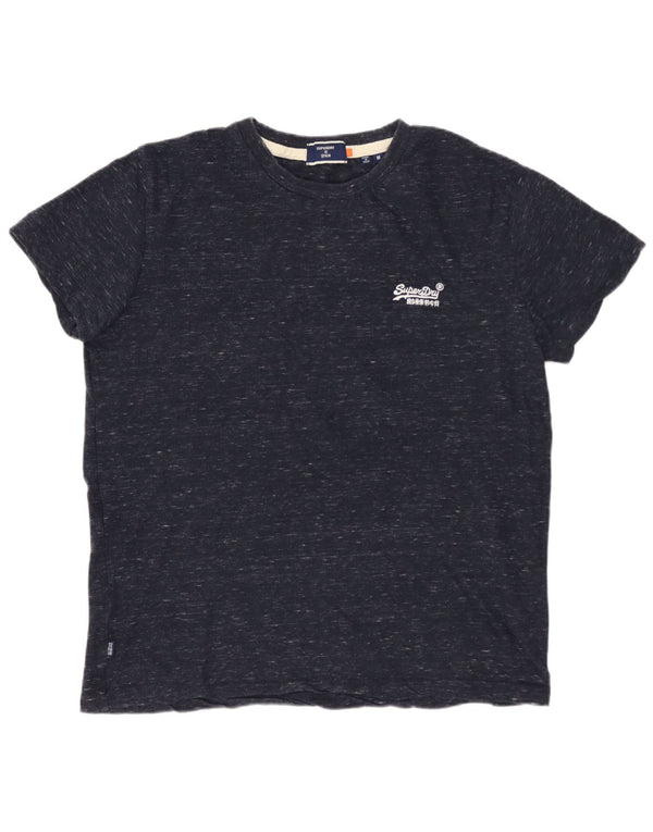 SUPERDRY Herre T-shirt Top Medium Navyblå Flecked Bomuld