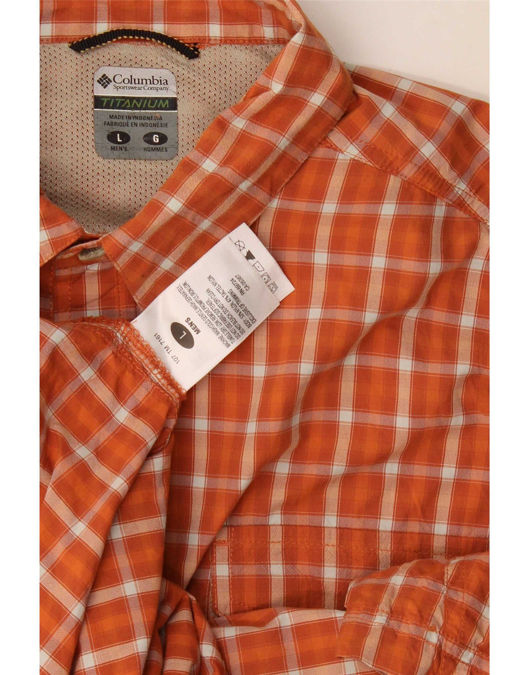 Columbia kortærmet herreskjorte stor orange ternet nylon