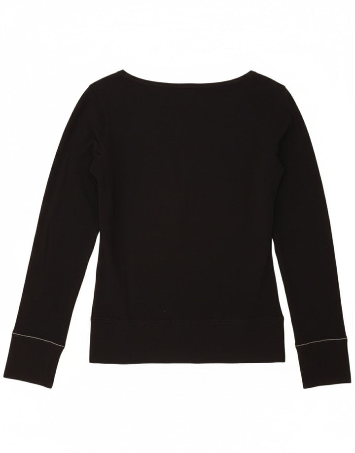 CHAMPION Womens Graphic Top Long Sleeve UK 14 Large Black Cotton