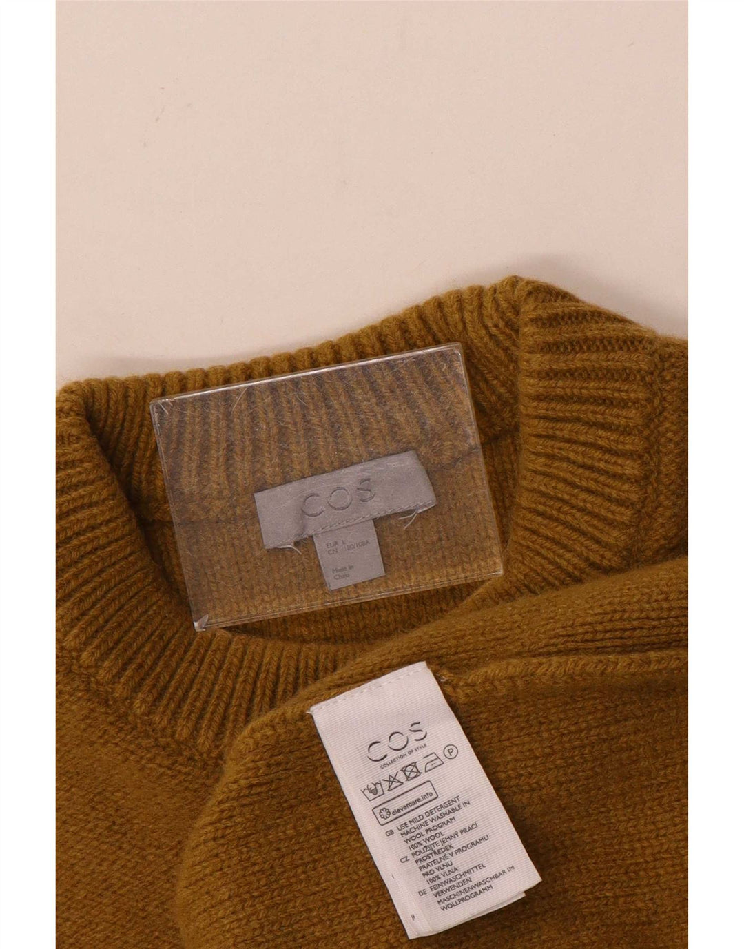 Cos Herre sweater med rund hals, stor brun uld