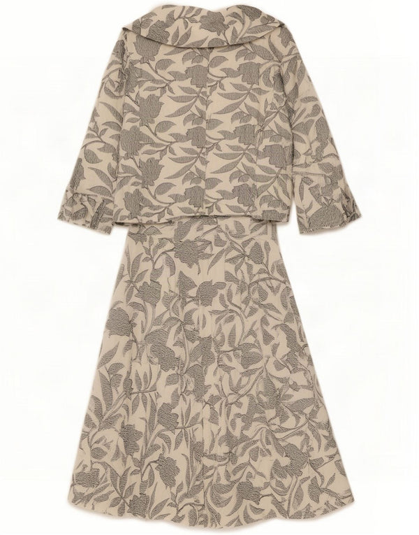Vintage kvinders 3/4-ærmede nederdelsæt UK 10 Small W26 Grey Floral
