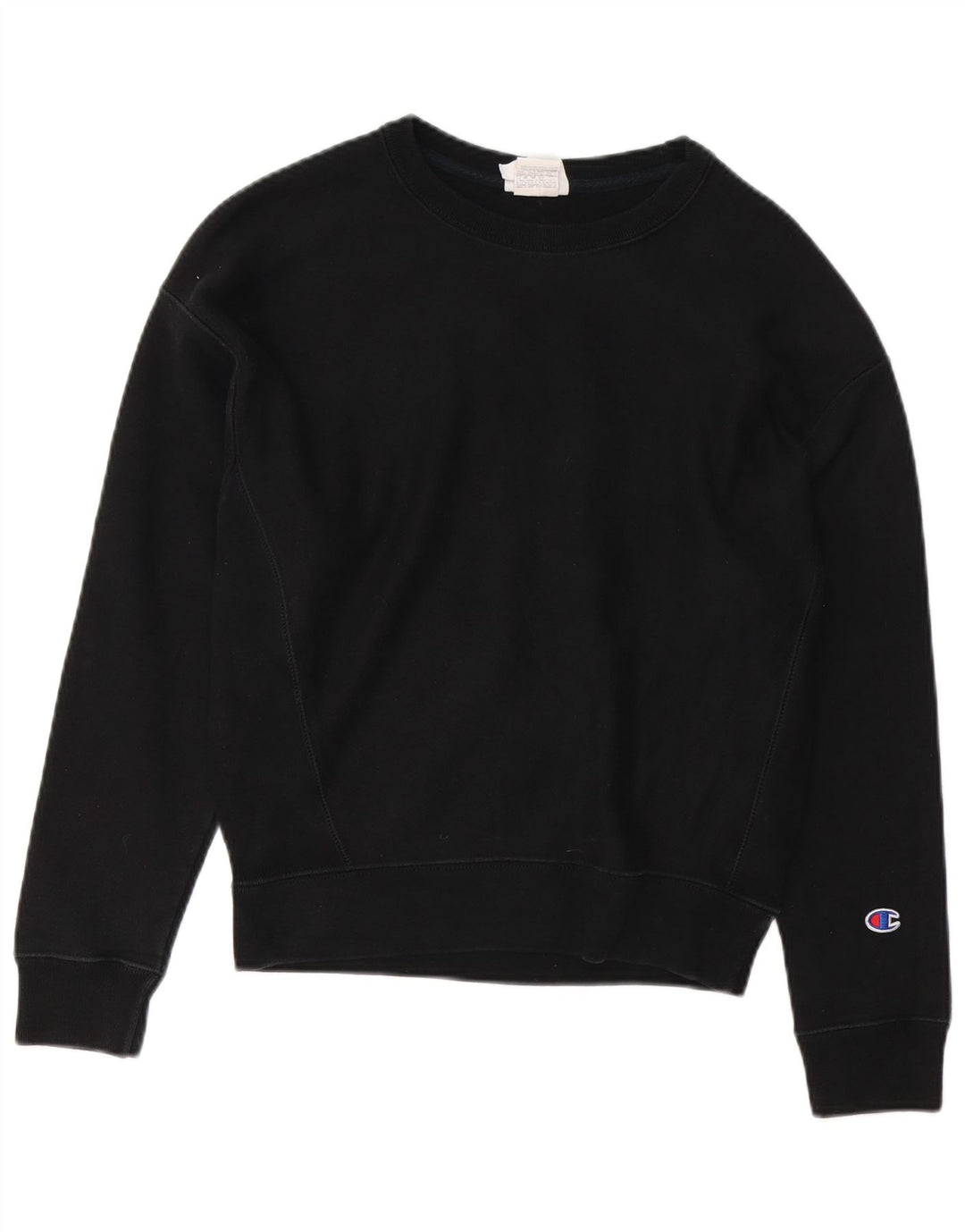 CHAMPION Dame Sweatshirt Jumper UK 14 Medium Sort Bomuld