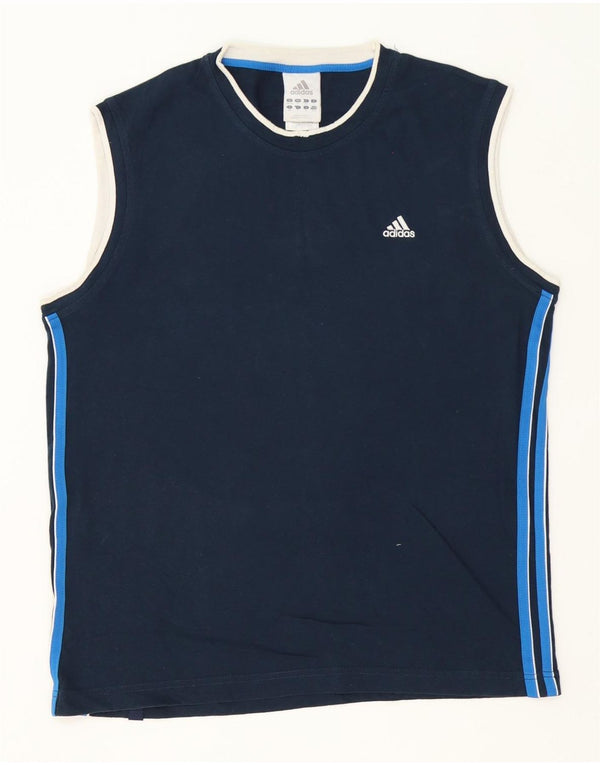 Adidas Herre T-Shirt Top UK 40/42 Medium Navy Blue Bomuld