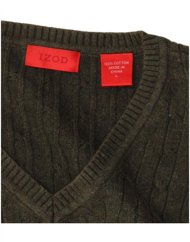 Izod Herre V-hals sweater Stor Khaki Bomuld