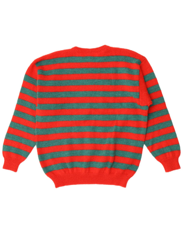 Vintage dame sweater med rund hals DK 18 XL rød stribet