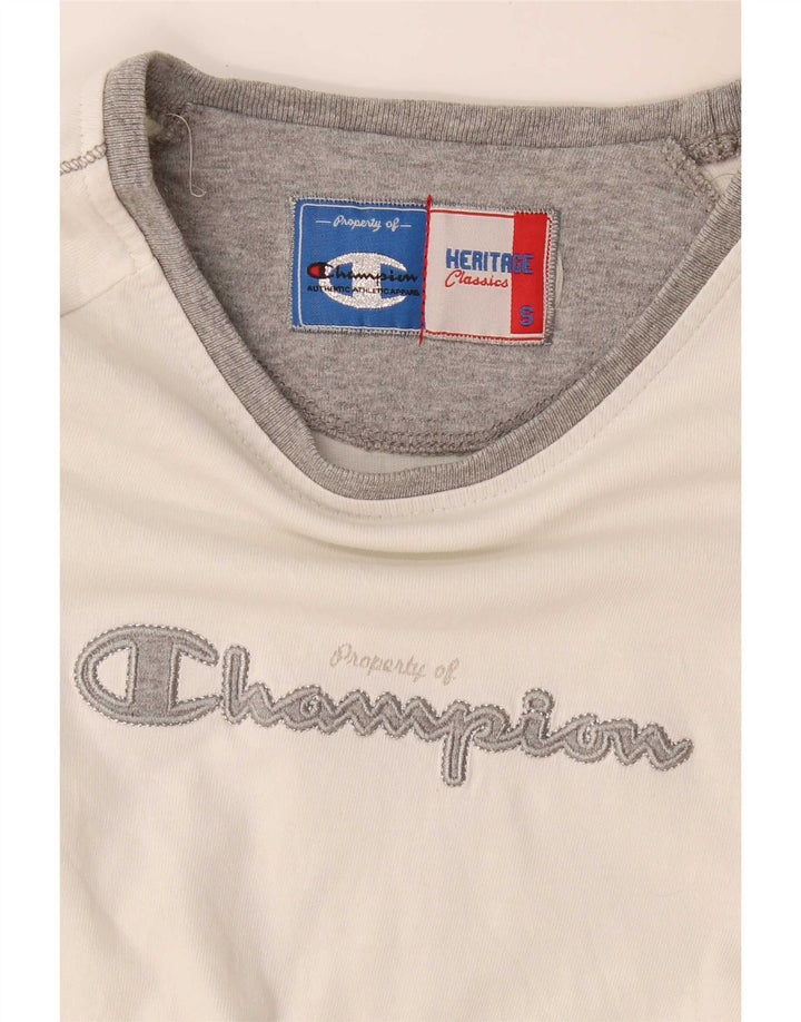 Champion Womens Heritage Classics Grafisk Top Langærmet UK 8 Small White