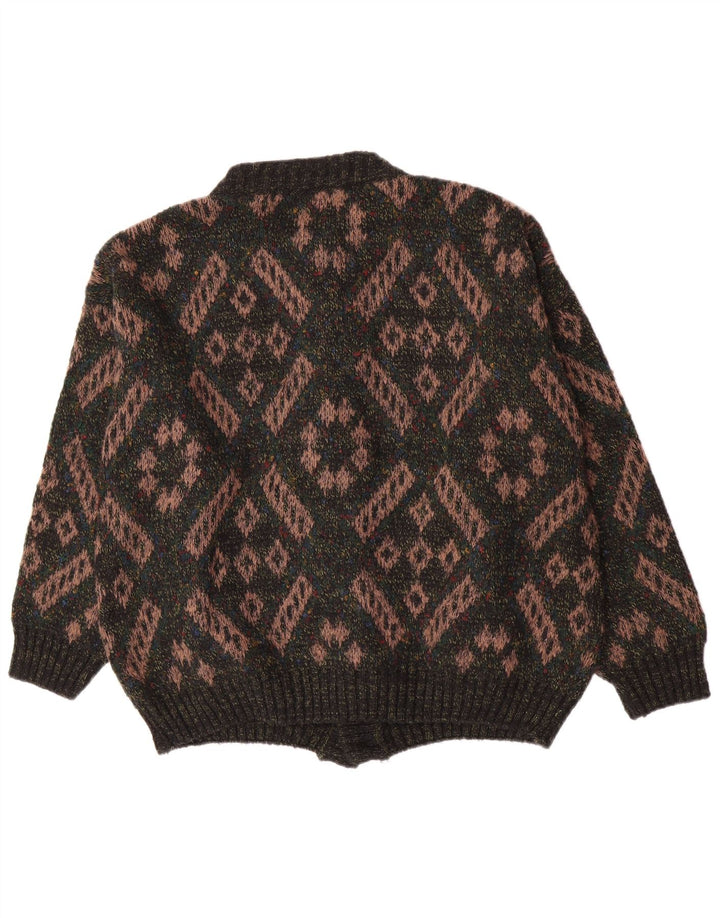 Vintage herre cardigan sweater Stor grøn geometrisk uld