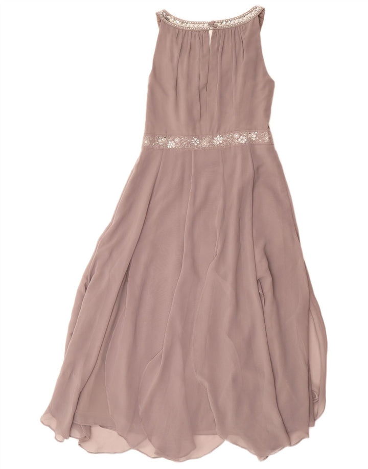 Monsoon Dame Ærmeløs Maxikjole UK 8 Lille Grå Polyester