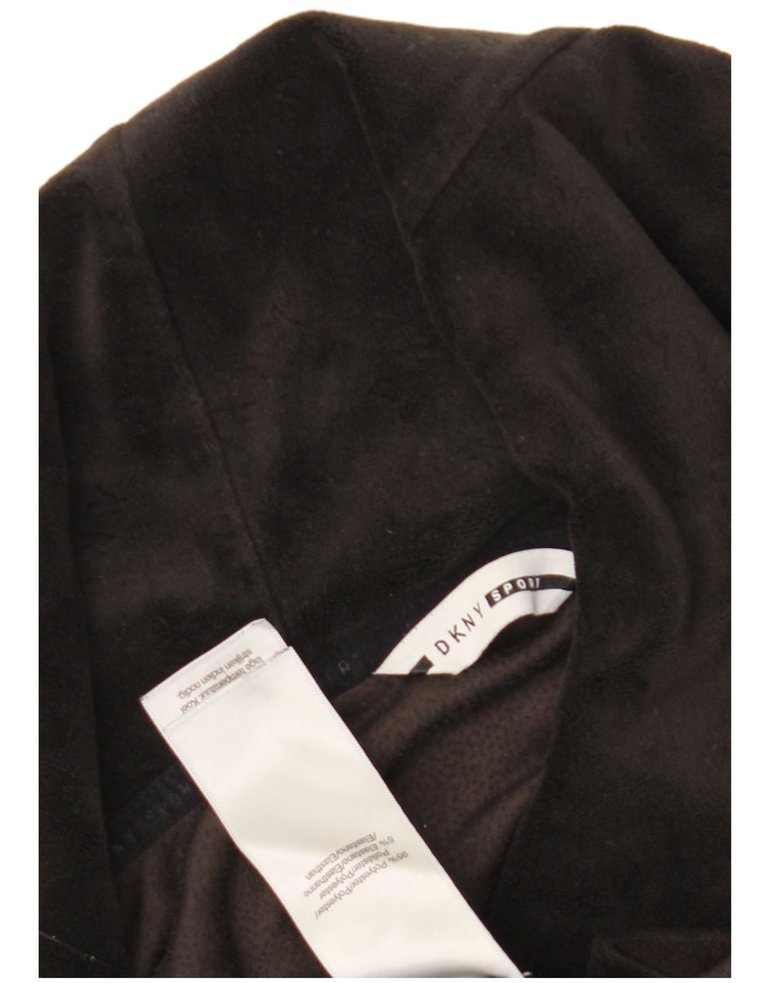 Dkny Womens Oversized Hooded Velour Top Langærmet UK 12 Medium Black