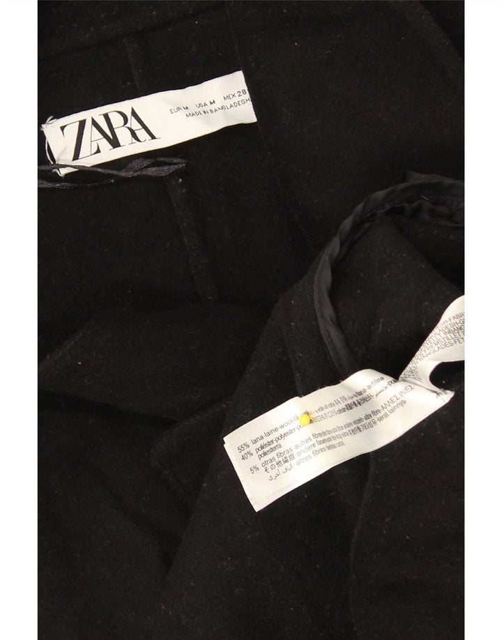 Zara Dame Oversized Overfrakke UK 14 Medium Sort Uld
