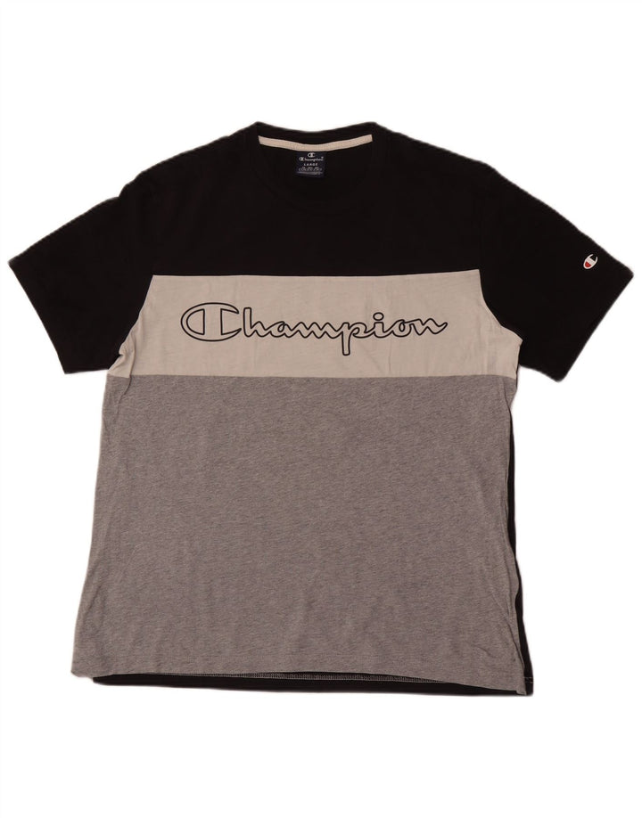 Champion Herre grafisk T-shirt Top Stor flerfarvet Colourblock Bomuld