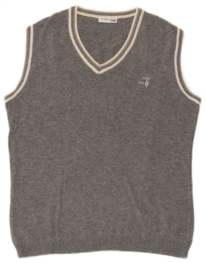 Trussardi Junior Drengevest Tank Top 13-14 år Gråstribet viskose