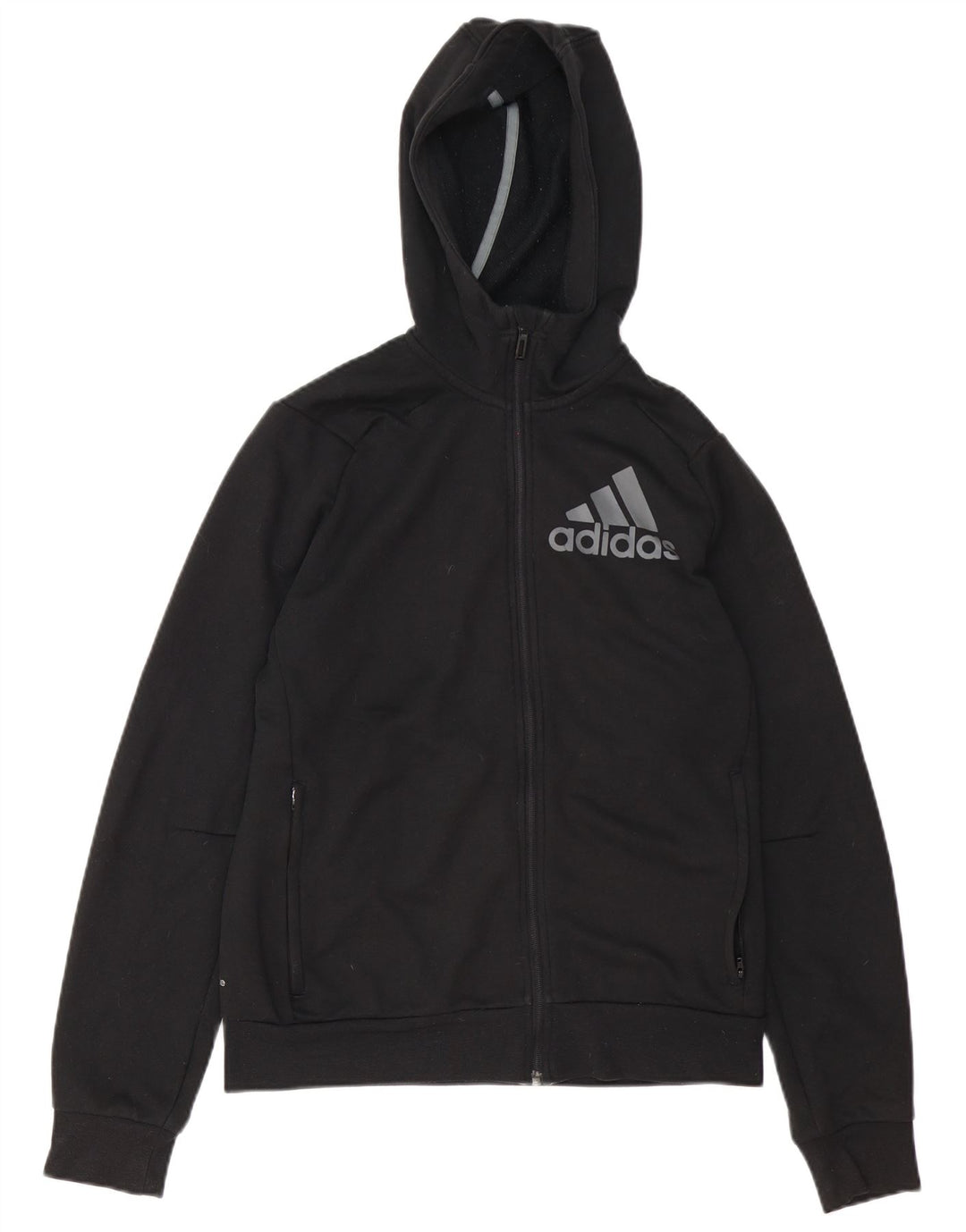 Adidas Herre grafisk hættetrøje med lynlås, lille sort polyester