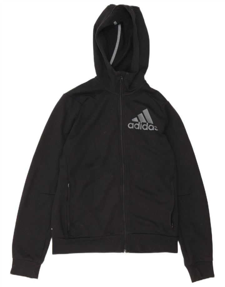 Adidas Herre grafisk hættetrøje med lynlås, lille sort polyester