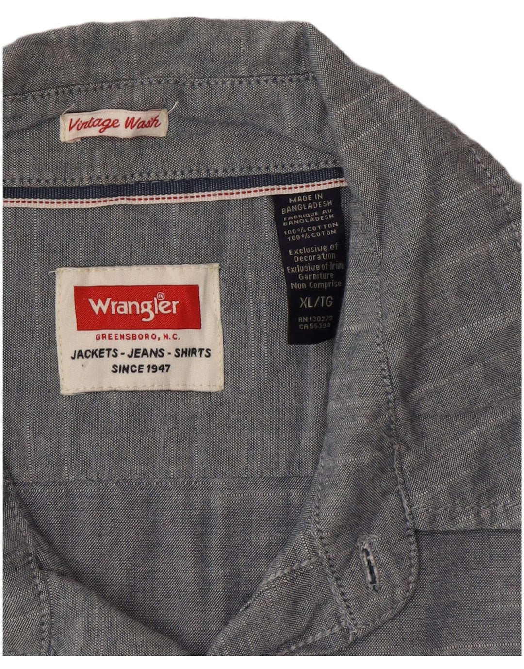 Wrangler herreskjorte XL blå bomuld