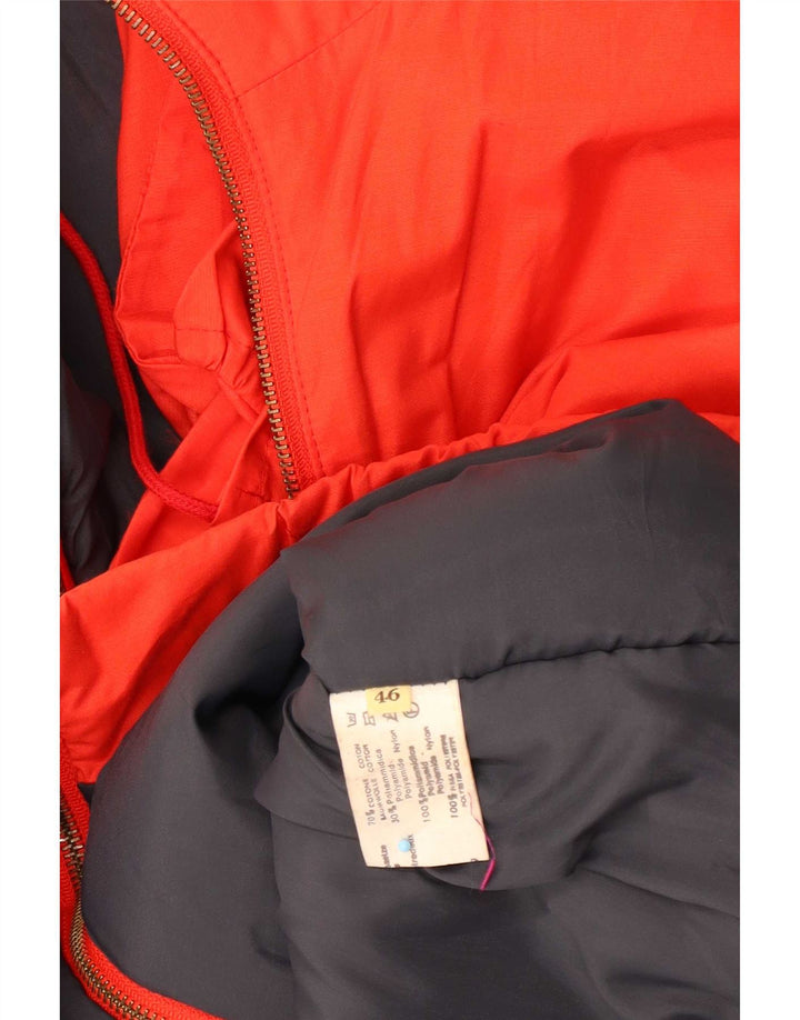 Vintage Dame Hætte Oversized Windbreaker Jakke EU 46 XL Rød Bomuld