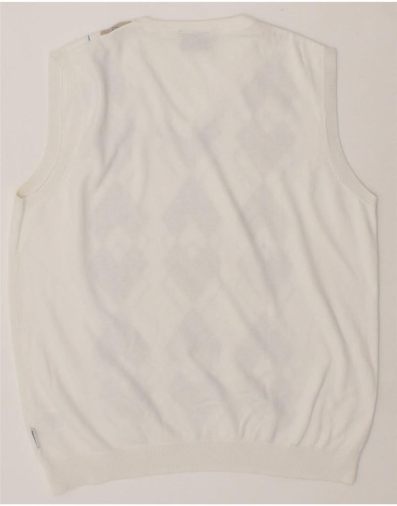 PEAK PERFORMANCE Mens Vest Tank Top XL White Argyle/Diamond Cotton Vintage Peak Performance and Second-Hand Peak Performance from Messina Hembry 