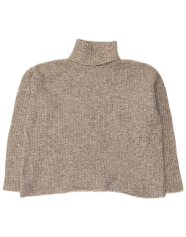 Massimo Dutti Dame Oversized Roll Neck Jumper Sweater UK 10 Small Grey