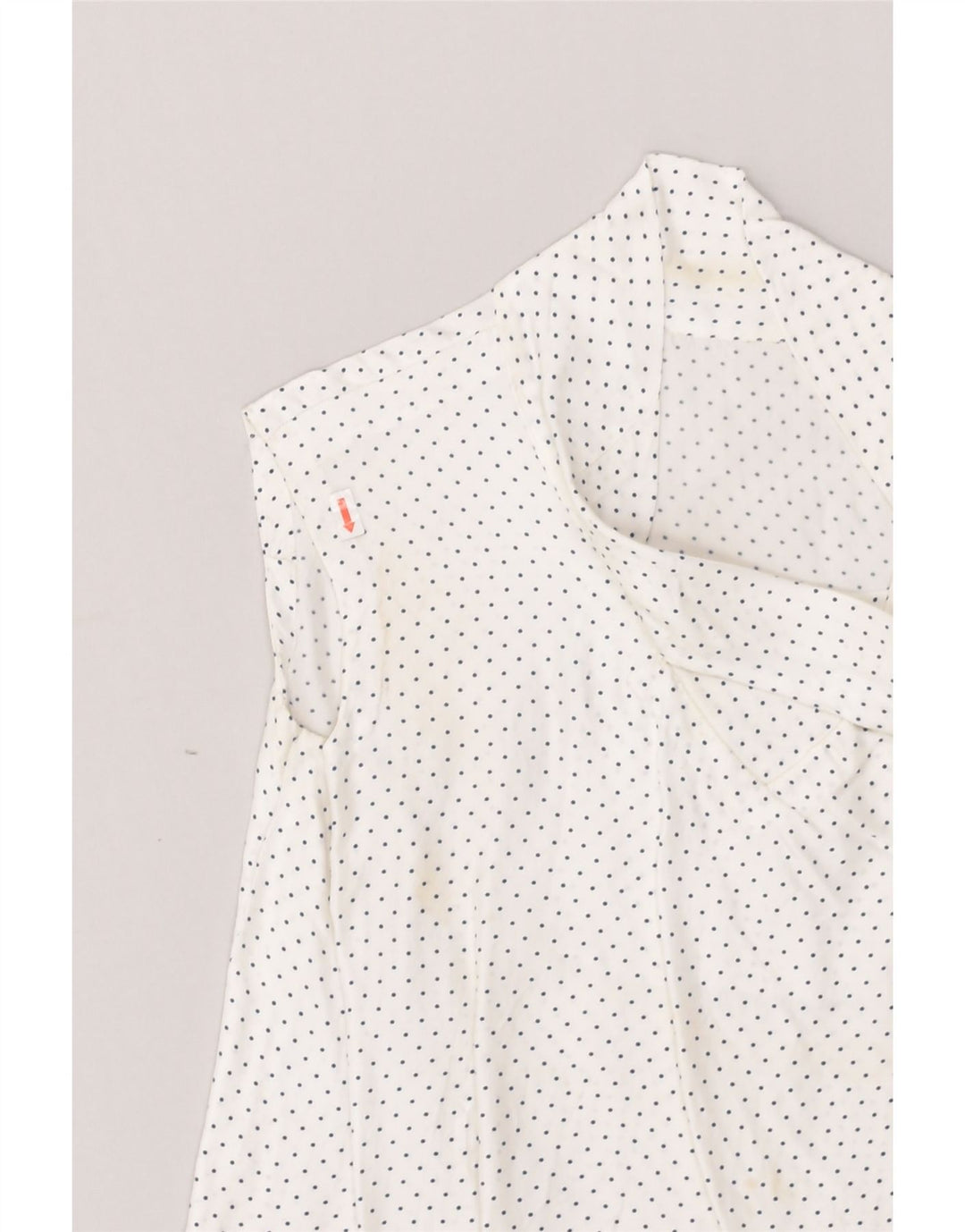 VINTAGE Womens Sleeveless Front Tie Blouse Top UK 12 Medium White Spotted | Vintage Vintage | Thrift | Second-Hand Vintage | Used Clothing | Messina Hembry 