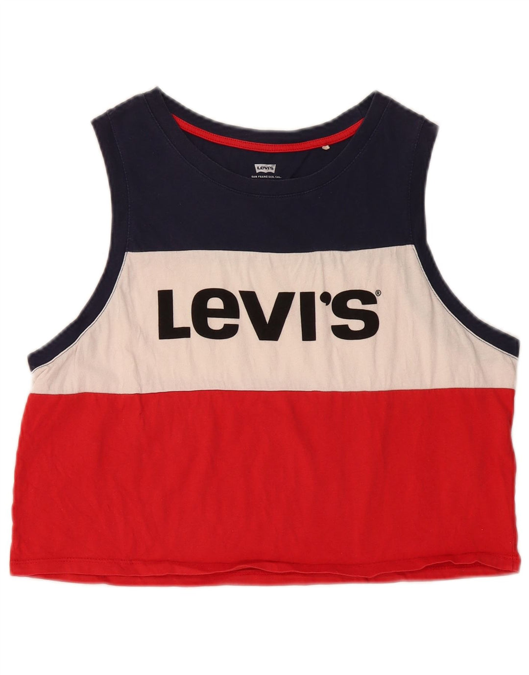 LEVI'S Womens Crop Grafisk Vest Top UK 14 Stor flerfarvet farveblok