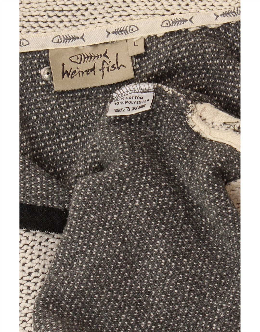 WEIRD FISH Herre Zip Neck Sweatshirt Jumper Large Grå Bomuld
