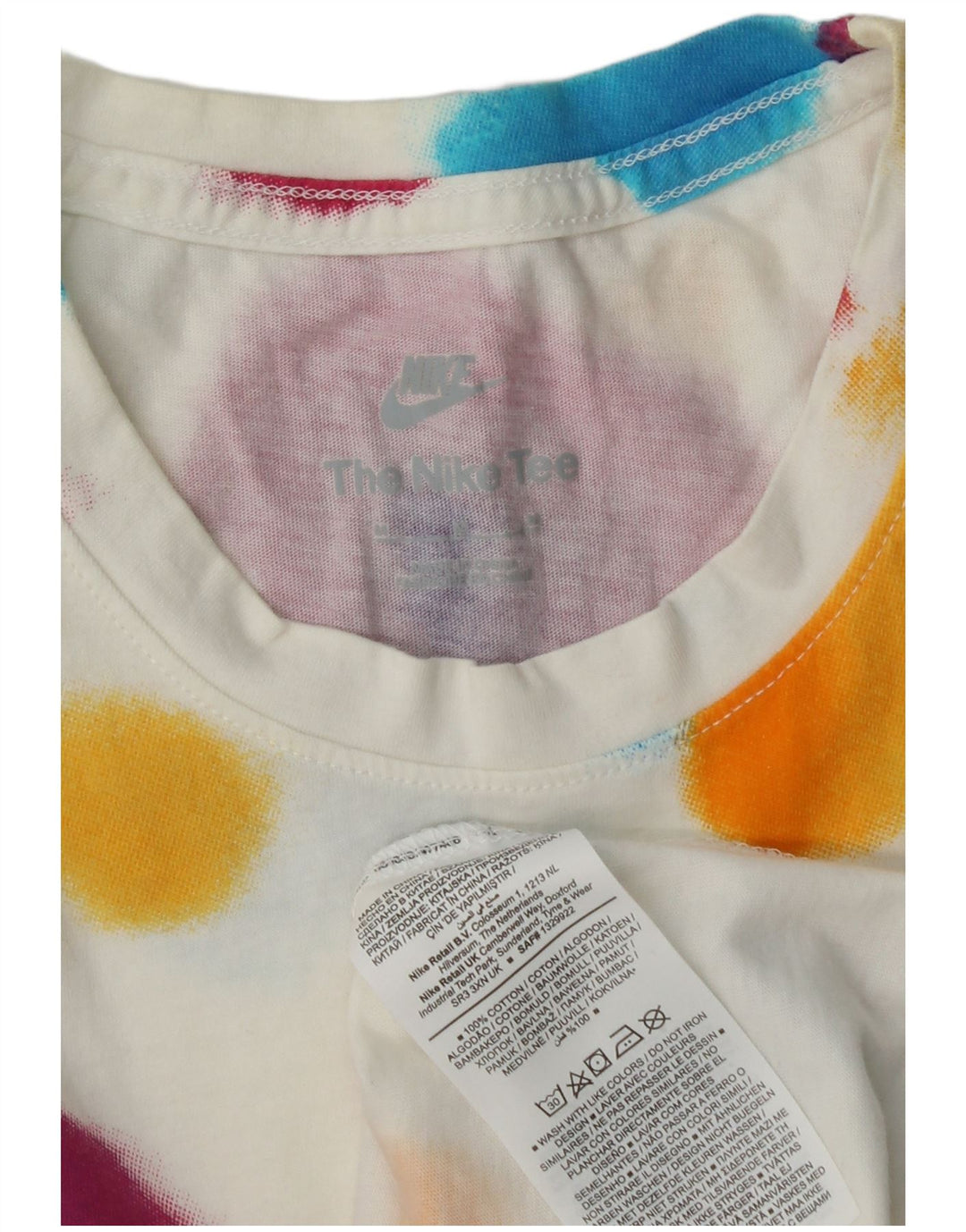 Nike Herre grafisk T-shirt Top Medium Flerfarvet Tie Dye Bomuld