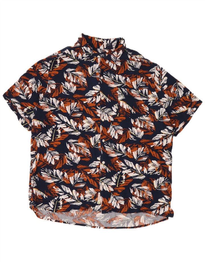 Chaps Kortærmet Herreskjorte XL Blue Floral Rayon